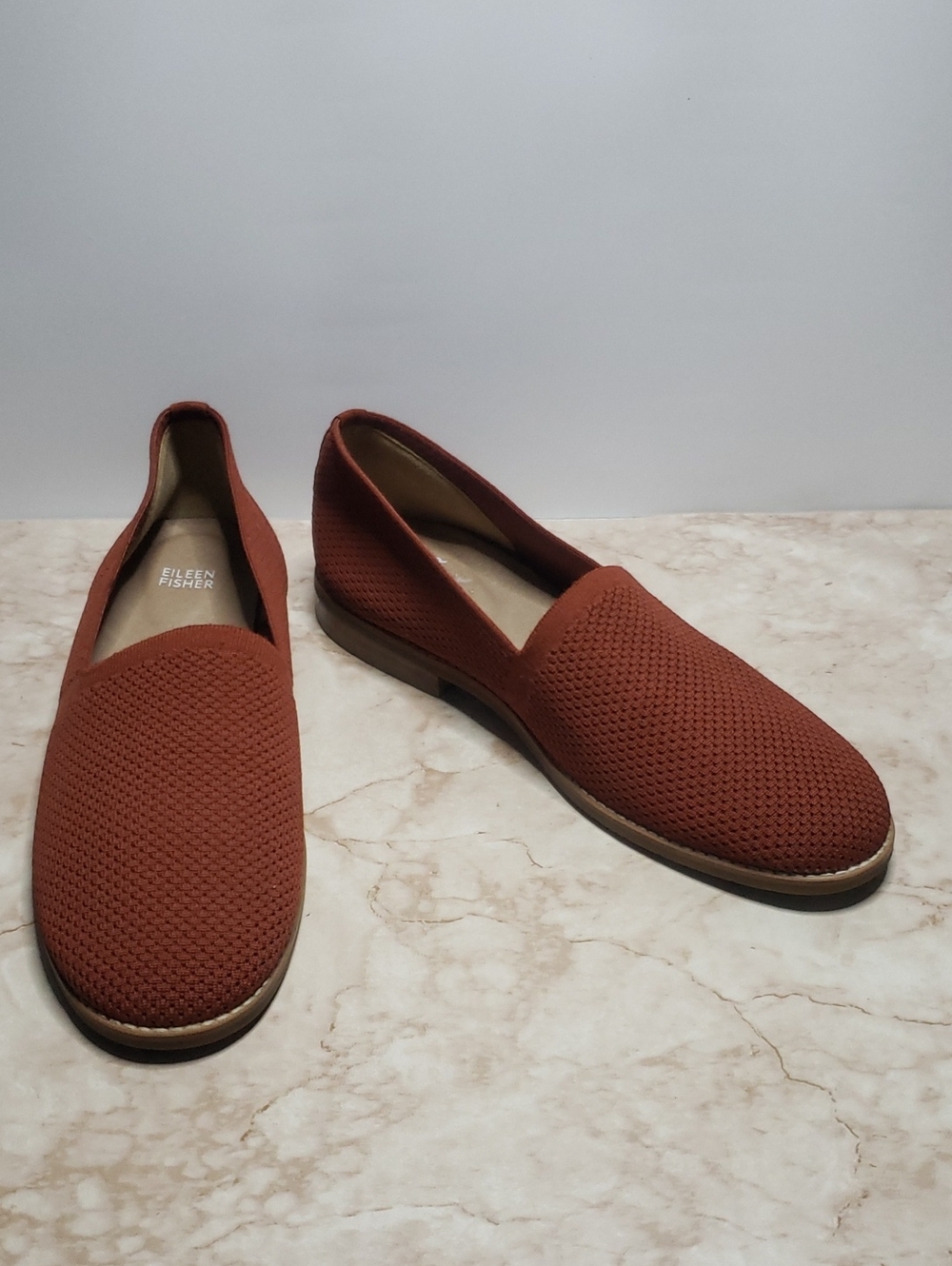 Eileen Fisher Women's Slip-On Loafers in Rust Brown Knit Size 11